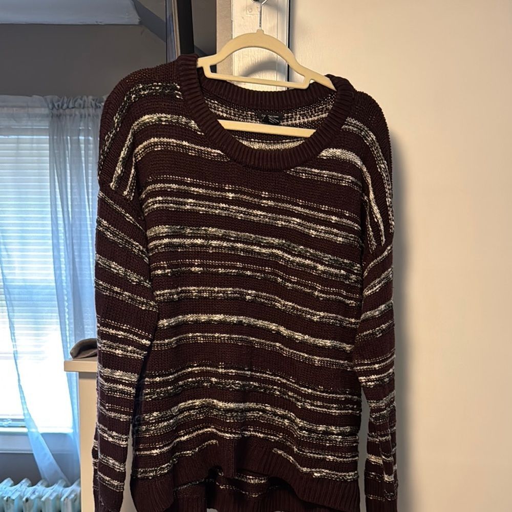 Calvin Klein Jeans White and Purple Crew Neck Sweater